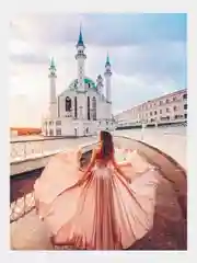 Пудровый алмазная мозаика на подрамнике, 40 х 50 см, "Кул-Шариф, пейзаж,  природа,  лебеди, ангел"