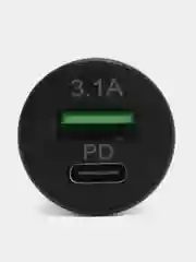 Черный автомобильное зарядное устройство в прикуриватель, Type-c USB 3,1А / зарядник телефона