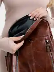 Коричневый женский рюкзак из экокожи PU