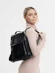 Черный женский рюкзак из экокожи PU