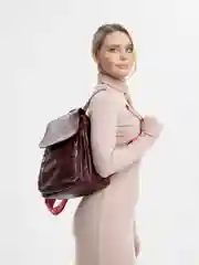 Бордовый женский рюкзак из экокожи PU