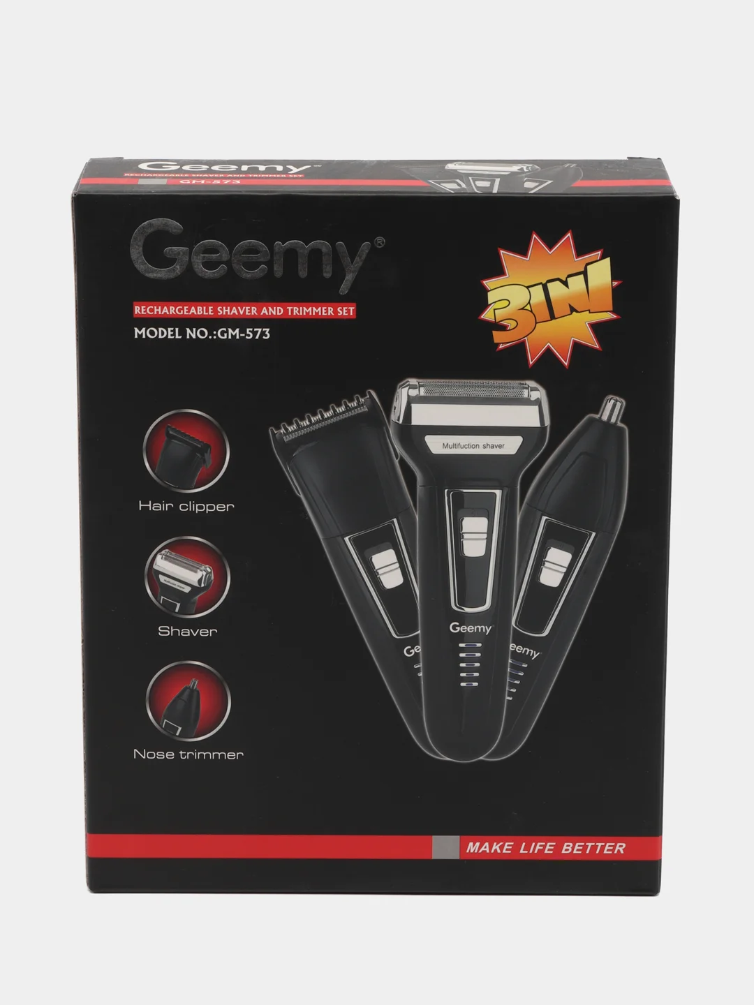 Машинка для стрижки волос, бороды Geemy GM-573, 3 в 1