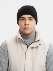 Черный шапка мужская, утепленная флисом