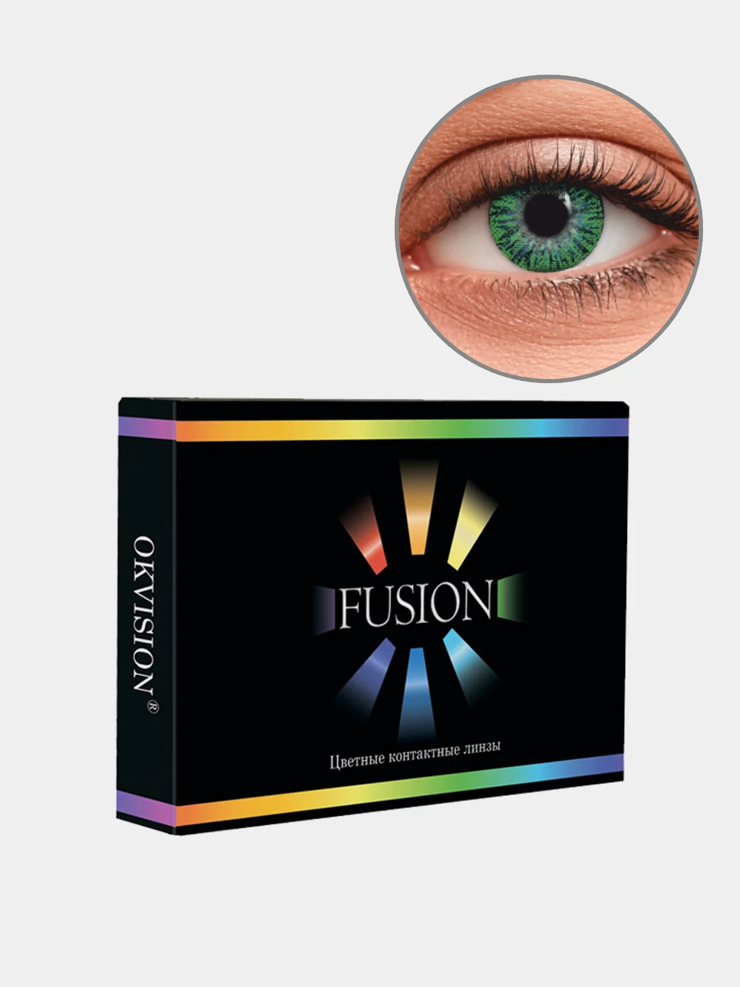 Лайм цветные контактные линзы OKVision Fusion monthly 0.00, -6.00/14/8.6, 1 месяц