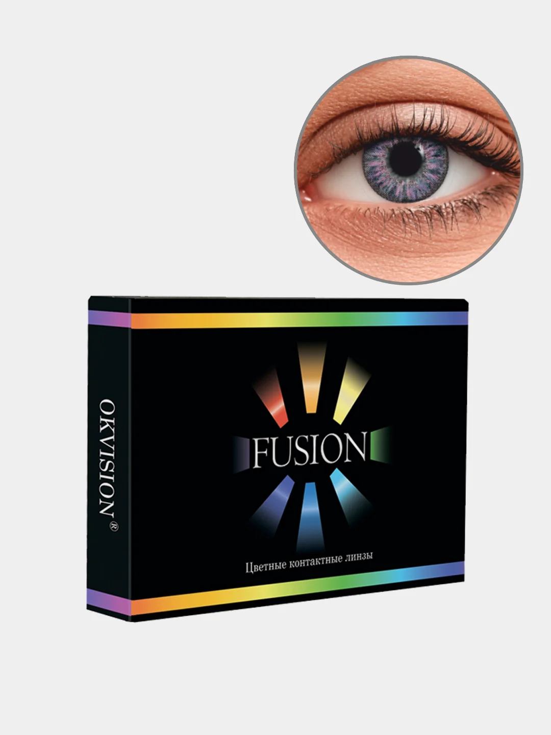 Фиолетовый цветные контактные линзы OKVision Fusion monthly 0.00, -6.00/14/8.6, 1 месяц