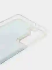 Голубой чехол силиконовый жидкий с блестками Samsung S21 Plus + Ultra