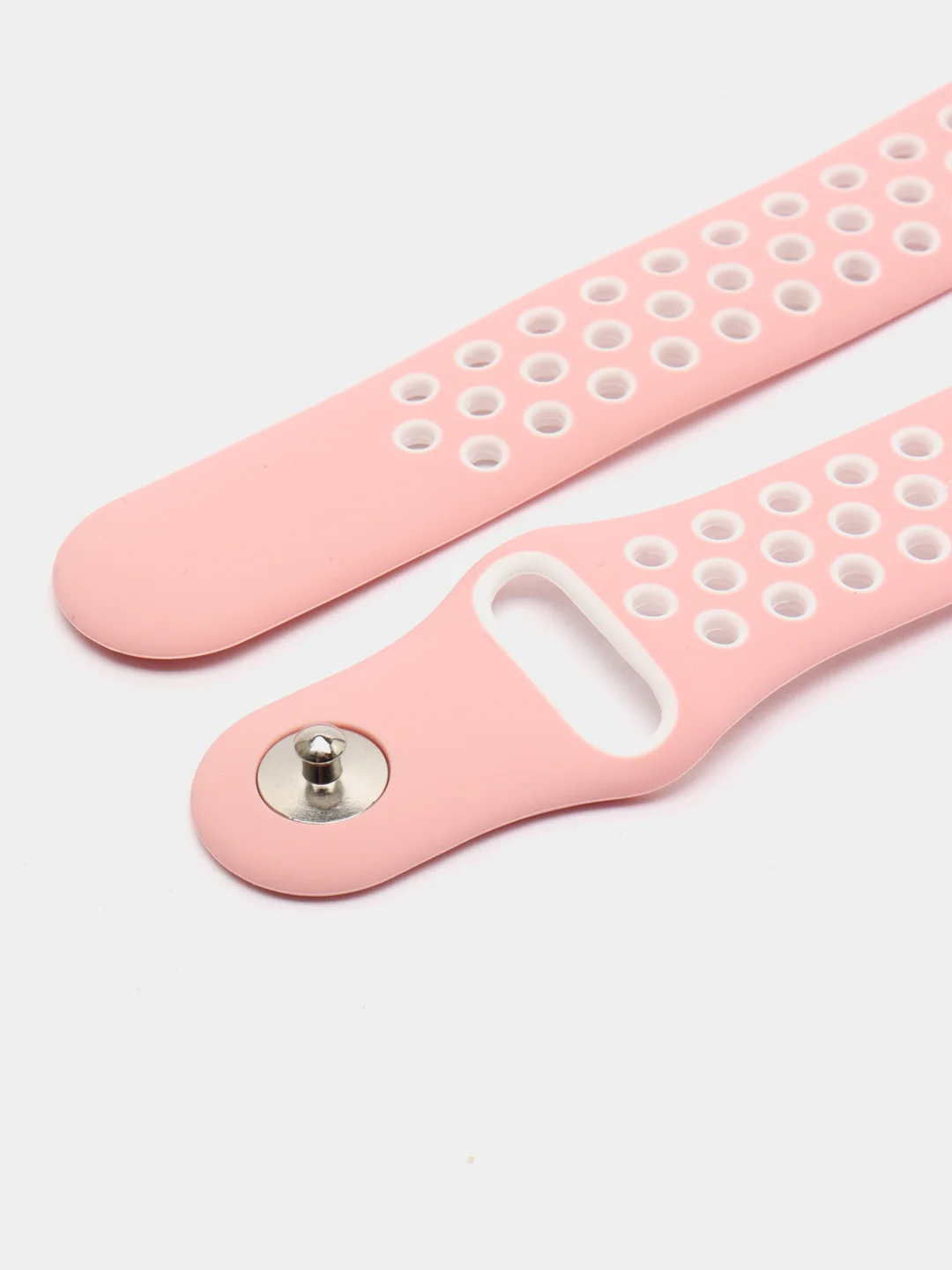 Розовый силиконовый ремешок для Xiaomi Amazfit Bip, Huawei, Haylou, Samsung, 20 мм, с кнопкой