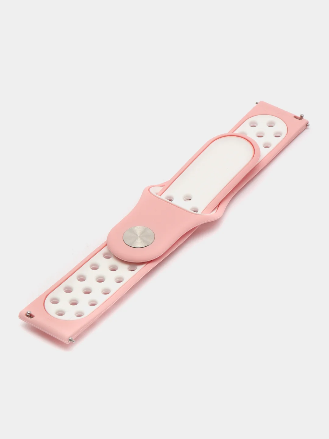 Розовый силиконовый ремешок для Xiaomi Amazfit Bip, Huawei, Haylou, Samsung, 20 мм, с кнопкой