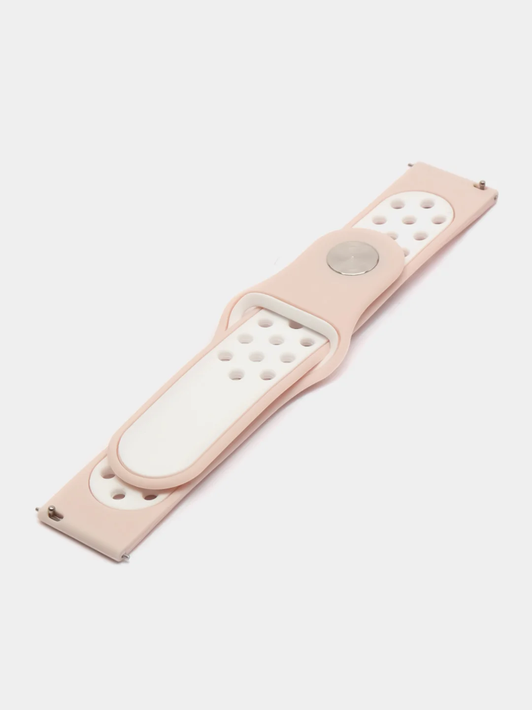 Пудровый силиконовый ремешок для Xiaomi Amazfit Bip, Huawei, Haylou, Samsung, 20 мм, с кнопкой