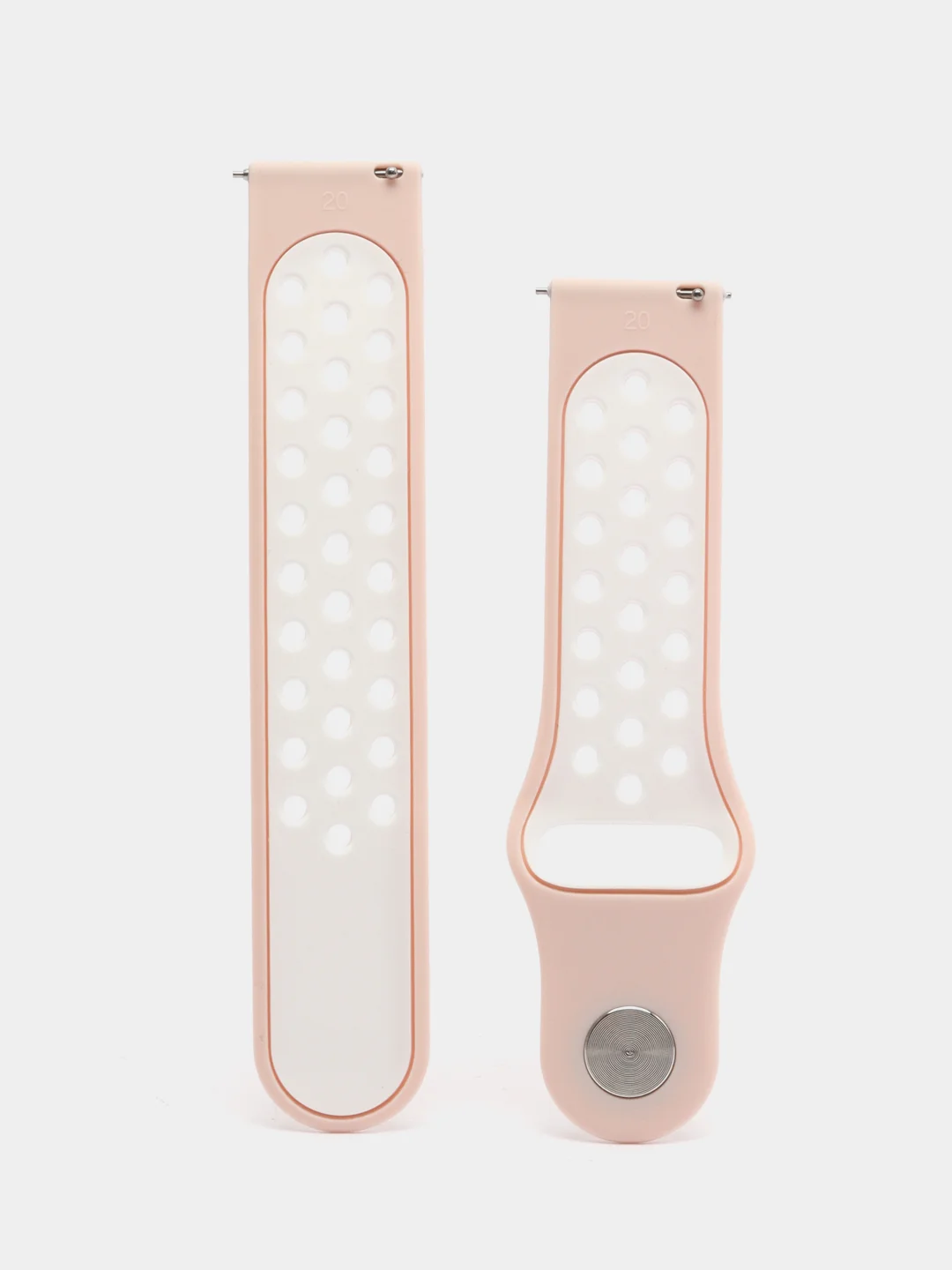 Пудровый силиконовый ремешок для Xiaomi Amazfit Bip, Huawei, Haylou, Samsung, 20 мм, с кнопкой