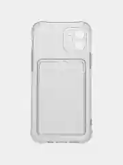 Прозрачный чехол для iPhone 7/8 Plus/XR/11/12/13/Pro/Pro Max, силиконовый, с карманом для карт