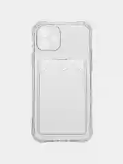 Прозрачный чехол для iPhone 7/8 Plus/XR/11/12/13/Pro/Pro Max, силиконовый, с карманом для карт