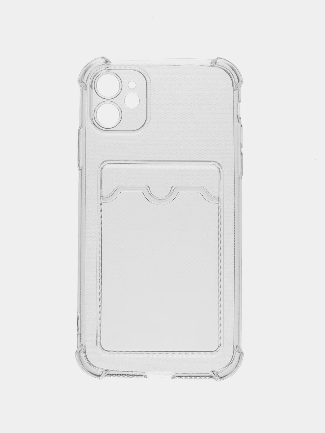 Прозрачный чехол для iPhone XR, 11, 12, 13, Pro, Pro Max, прозрачный силикон, с карманом для карт