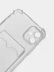 Прозрачный чехол для iPhone XR, 11, 12, 13, Pro, Pro Max, прозрачный силикон, с карманом для карт