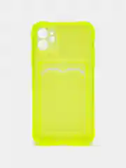 Желтый чехол для iPhone 7/8 Plus/XR/11/12/13/Pro/Pro Max, силиконовый, с карманом для карт