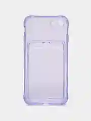 Лавандовый чехол для iPhone 7/8 Plus/XR/11/12/13/Pro/Pro Max, силиконовый, с карманом для карт