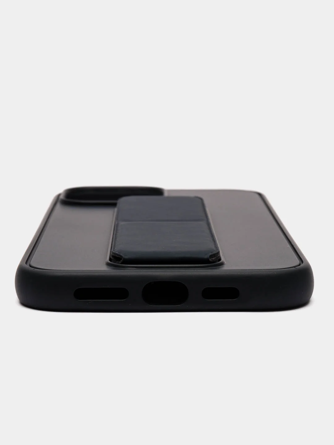 Темно-синий чехол iPhone 13 (6.1), 13 Pro Max (6.7) силиконовый под кожу с подставкой