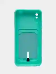 Бирюзовый чехол Xiaomi Redmi 9A, Сяоми Редми 9А, силиконовый, с карманом для карты