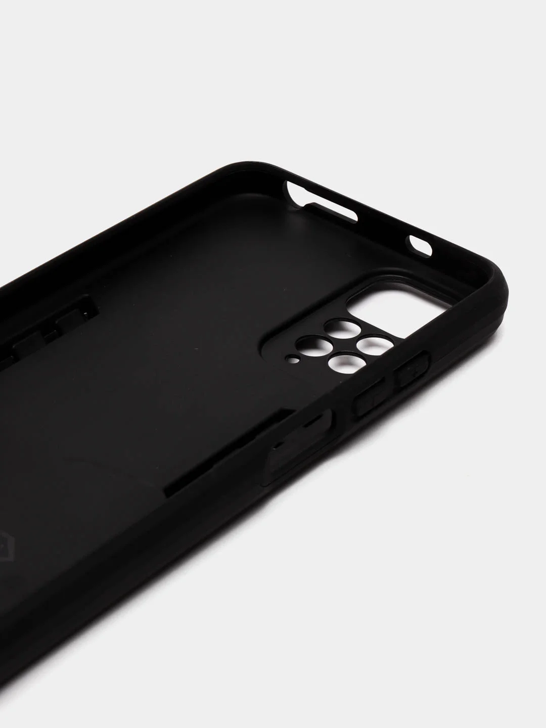Черный чехол противоударный Xiaomi Redmi Note 11 4G, Note 11S, Нот 11С с металлической подставкой