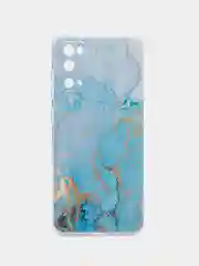Светло-синий силиконовый чехол на Samsung Galaxy S20 / Самсунг S20 прозрачный с рисунком, защита камеры