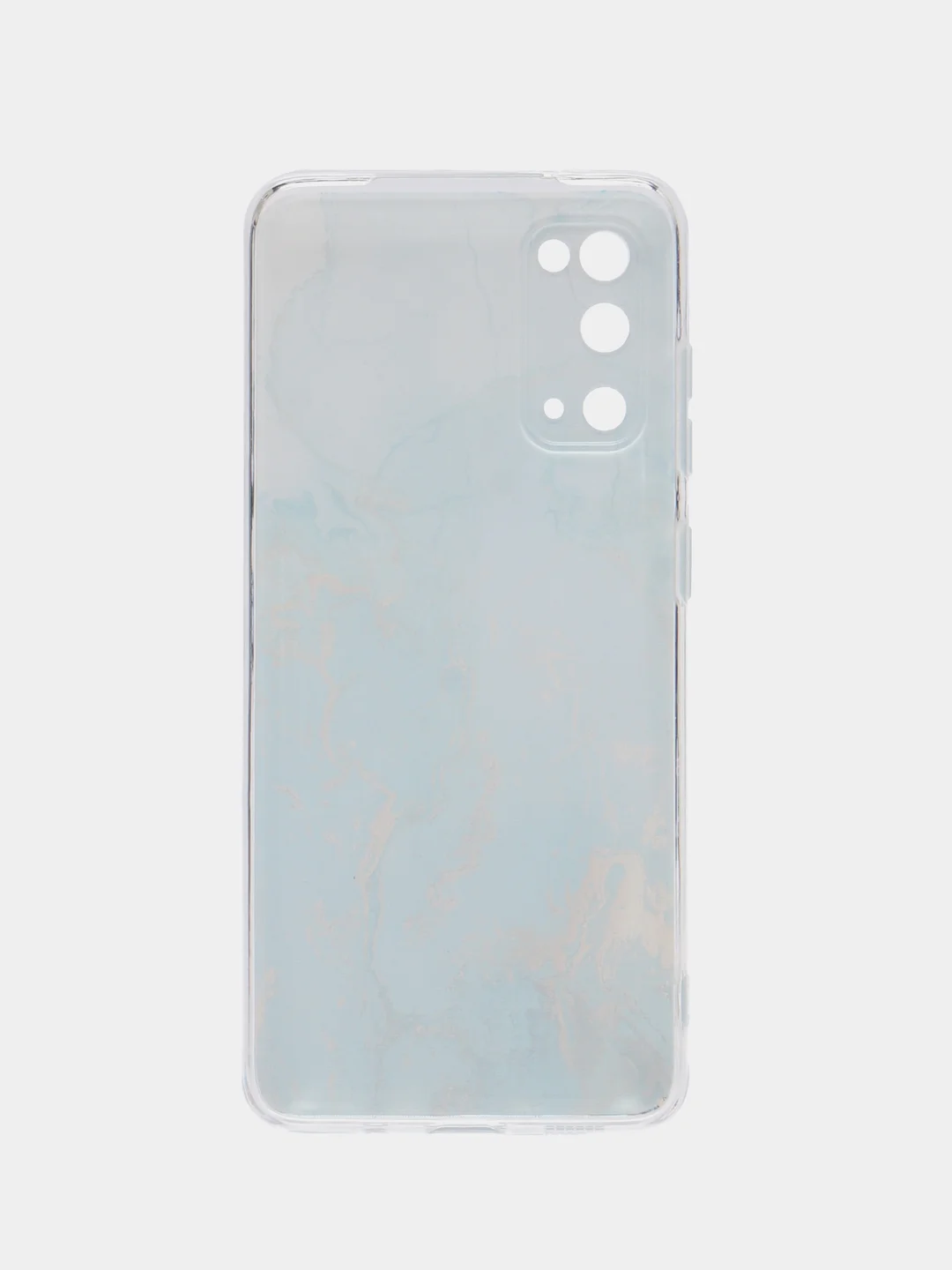 Светло-синий силиконовый чехол на Samsung Galaxy S20 / Самсунг S20 прозрачный с рисунком, защита камеры