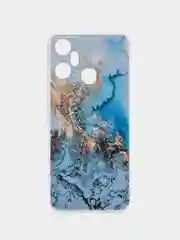 Голубой чехол на Infinix Smart 6 Plus / Инфиникс Смарт 6 Плюс с рисунком, защита камеры