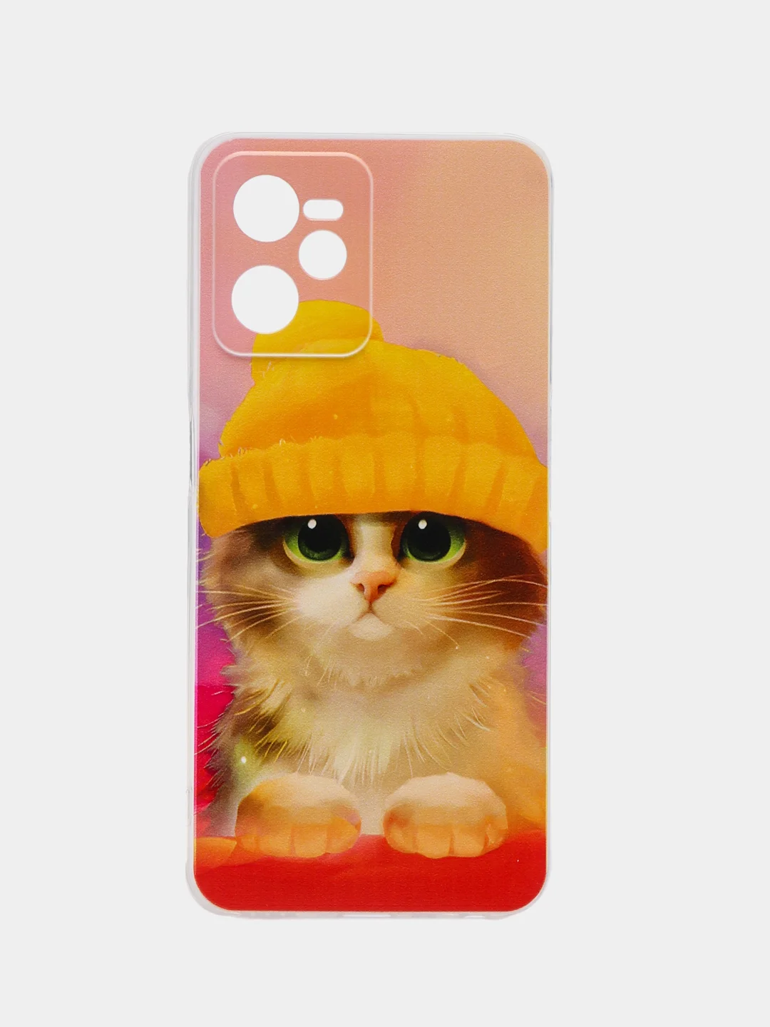 Желтый силиконовый чехол на Realme C35 / Реалми С35 прозрачный, с рисунком, защита камеры