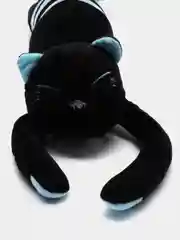 Голубой мягкая игрушка Кот батон длинный черный полосатый, подушка обнимашка