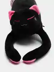Розовый мягкая игрушка Кот батон длинный черный полосатый, подушка обнимашка