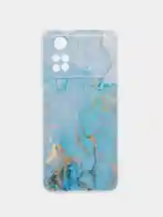 Светло-синий силиконовый чехол на Xiaomi POCO M4 Pro 4G / Поко М4 Про 4G с рисунком, защита камеры