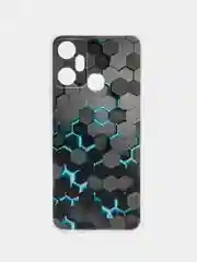 Бирюзовый чехол на Infinix Smart 6 Plus / Инфиникс Смарт 6 Плюс с рисунком, защита камеры