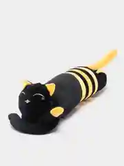 Мягкая игрушка Кот батон длинный черный полосатый, подушка обнимашка