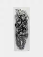 Аметистовый переводные временные водные татуировки  черно-белые(17X48 см) рукав