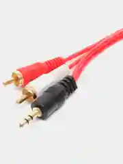 Красный аудио кабель аукс на тюльпаны 3.5 на 2RCA, 1.5 метра