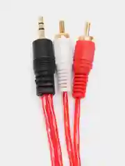 Красный аудио кабель аукс на тюльпаны 3.5 на 2RCA, 1.5 метра