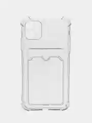 Чехол с карманом для карт iPhone 11/XR/12/13/XS/6s/7/8/SE/Pro/Max/Plus/mini, силиконовый