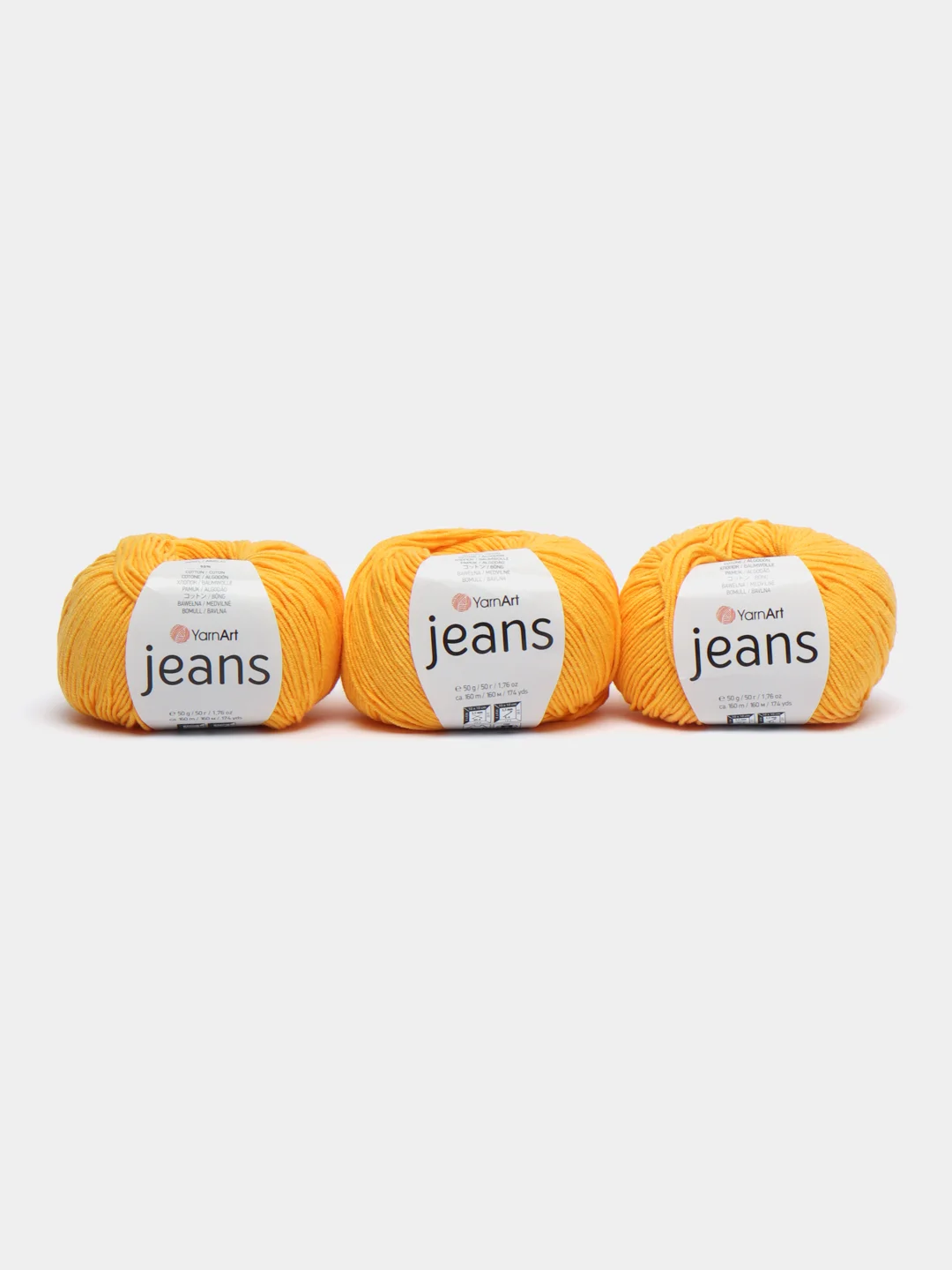 Лимонный пряжа Джинс Ярн Арт YarnArt Jeans 50 г, 160 м