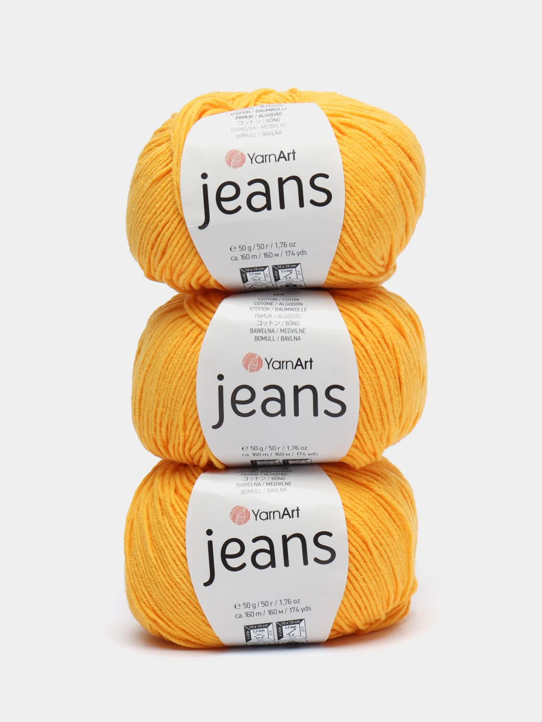 Лимонный пряжа Джинс Ярн Арт YarnArt Jeans 50 г, 160 м