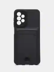 Черный чехол Samsung Galaxy A23 (Самсунг Галакси А23), силиконовый с карманом для карты