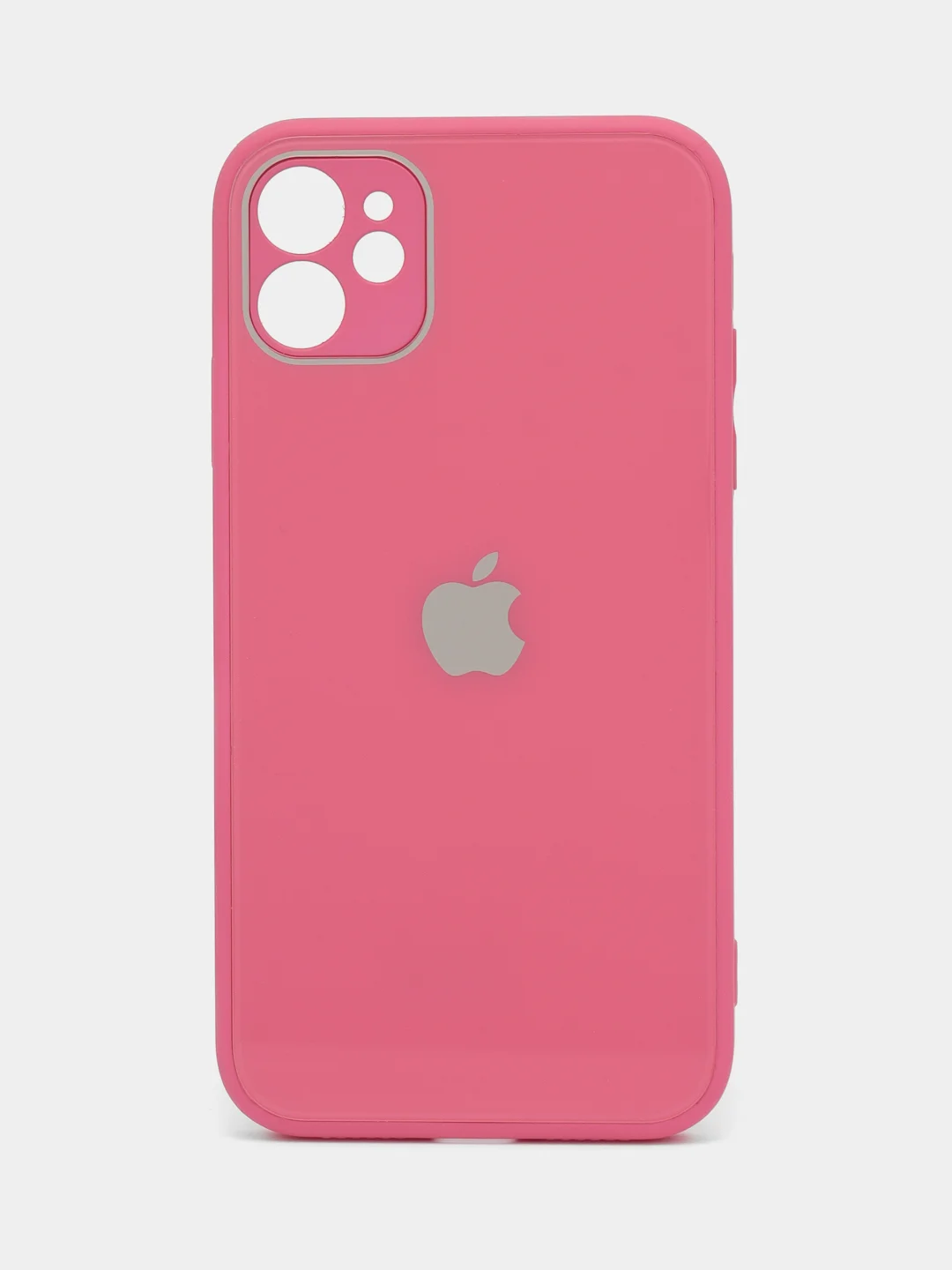 Тёмно-розовый чехол силиконовый со стеклянной панелью для Apple iPhone 11 (Айфон 11)