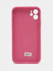 Тёмно-розовый чехол силиконовый со стеклянной панелью для Apple iPhone 11 (Айфон 11)