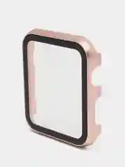 Розовый защитный металлический бампер со стеклом для Apple Watch