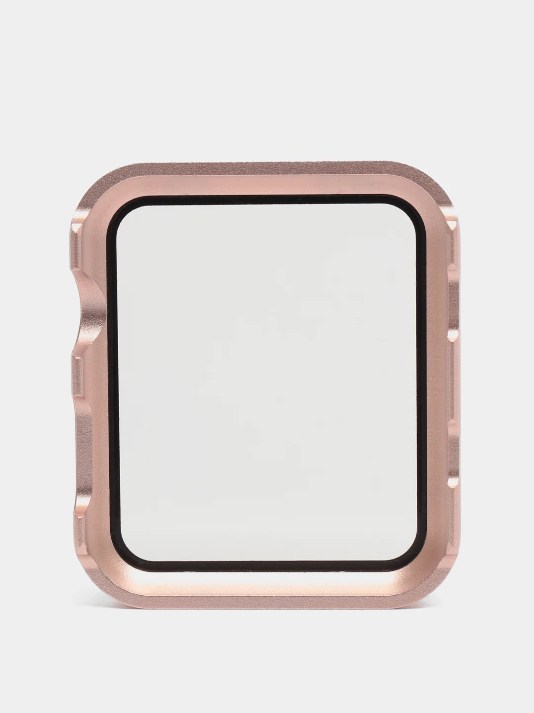 Розовый защитный металлический бампер со стеклом для Apple Watch