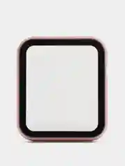 Розовый защитный металлический бампер со стеклом для Apple Watch