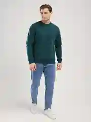 Тёмно-зелёный свитшот мужской BEJAMPER, базовый, без начеса