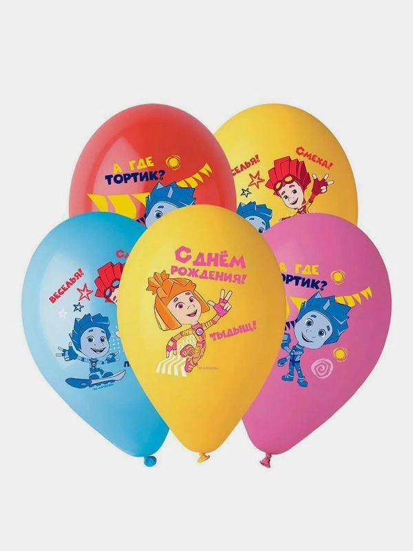 Воздушные шары "С Днём рождения" Фиксики Друзья 14"/36 см, 5 шт