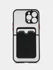 Черный чехол с карманом для карт для iPhone 7 8 Plus X XS XR 11 12 13 Pro Max mini айфон про макс
