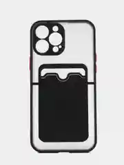 Черный чехол с карманом для карт для iPhone 7 8 Plus X XS XR 11 12 13 Pro Max mini айфон про макс