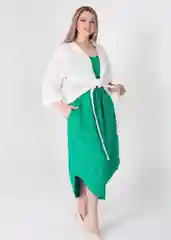 Зеленый платье-сарафан с жакетом