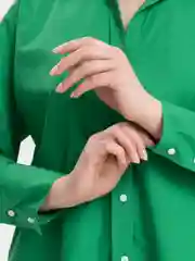 Зеленый рубашка женская, оверсайз, с длинным рукавом